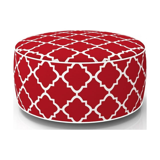 Fabritones Inflatable Footstool Ottoman Red Geometry Round 21x9 Inch Patio Foot Stools and Ottomans Portable Footrest Used for Outdoor Camping Home Yoga Foot Rest