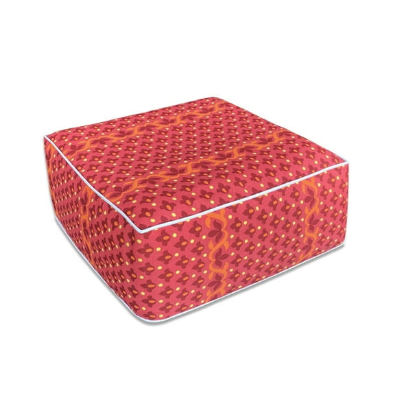 FBTS Prime Inflatable Footstool Ottoman Red Geometry Square 23x9 Inch Patio Foot Stools and Ottomans Portable Footrest Used for Outdoor Camping Home Yoga Foot Rest