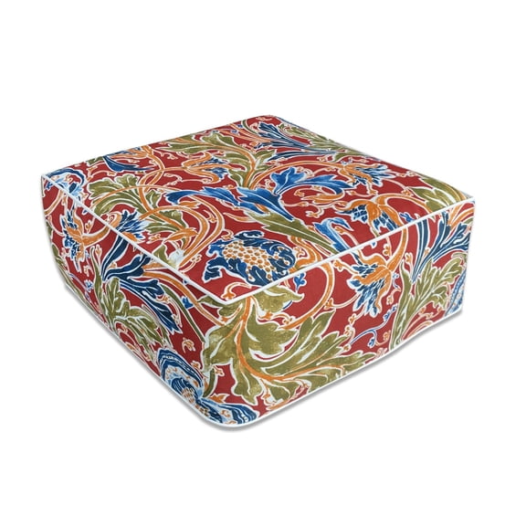 FBTS Prime Inflatable Footstool Ottoman Red Paisley Square 23x9 Inch Patio Foot Stools and Ottomans Portable Footrest Used for Outdoor Camping Home Yoga Foot Rest