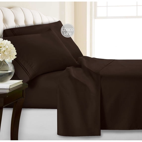 FBTS Prime Microfiber Deep Pocket 4 Piece Bed Sheets Set, King, Chocolate