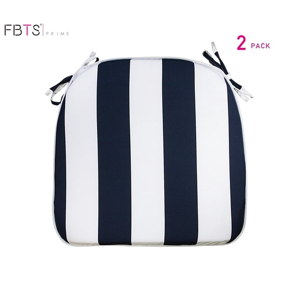 FBTS Prime Outdoor Chair Cushions (Set of 2) 16x17 Inches Patio Seat Cushions Navy and White Stripe Square Chair Pads for Outdoor Patio Furniture Garden Home Office