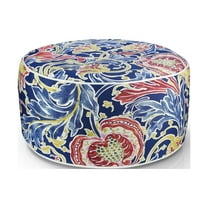 FBTS Prime Outdoor Ottomans Inflatable Footstool Navy Paisley Round 21x9 Inch Patio Foot Stools and Ottomans Portable Footrest