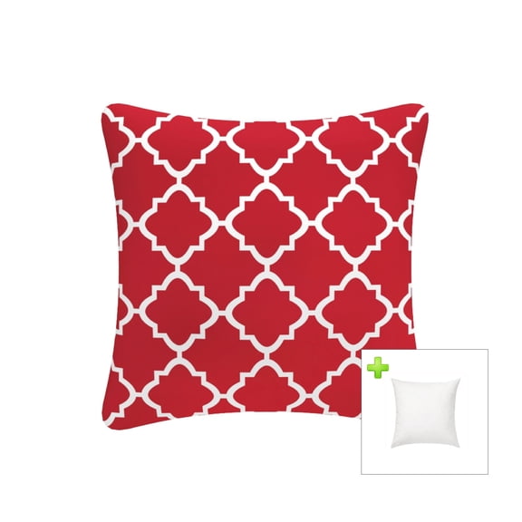 FBTS Prime Outdoor Pillows with Insert Red Geometry Patio Accent Throw Pillows 18x18 inch Square Decorative Pillows for Couch Bed Sofa Patio Garden Furniture