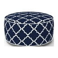 thumbnail image 1 of FBTS Prime Outdoor Round Handmade Polyester Poufs, Blue/White, 1 of 1