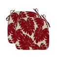 thumbnail image 1 of FBTS Prime Outdoor Seat Pads 18x19 Inch Set of 2 Patio Seat Cushions with Ties Square Red Leaves Chair Cushions, 1 of 7
