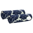 thumbnail image 1 of FBTS Prime Throw Bolster Pillows Set of 2 Navy Leaves Round 20x6 Inch Patio Neck Roll Pillows, 1 of 7