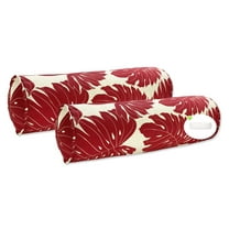 FBTS Prime Throw Bolster Pillows Set of 2 Red Leaves Round 20x6 Inch Patio Neck Roll Pillows