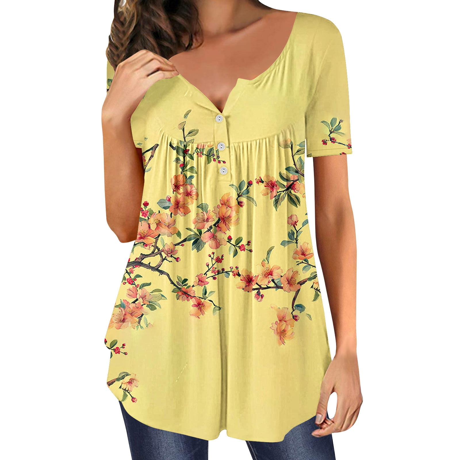 FBYBN Plus Size Tops for Women Short Sleeve Cute Workout Tops Summer V