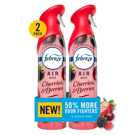 Febreze Air Mist Air Freshener Spray, Cherries & Berries, 8.1oz, 2ct