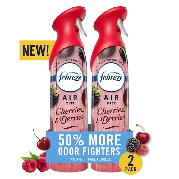 Febreze Air Mist Air Freshener Spray, Cherries & Berries, 8.1oz, 2ct