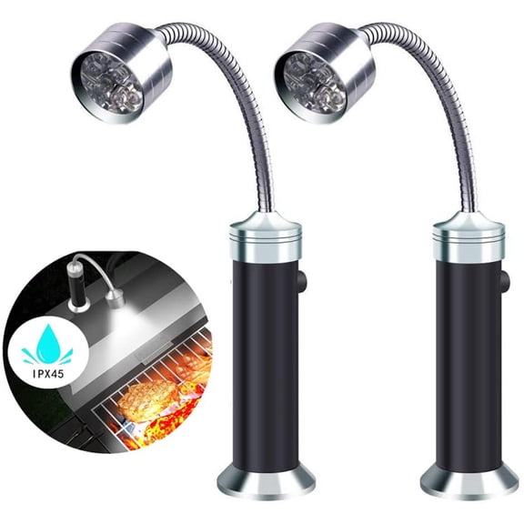 FBve Barbecue Grill Light, 2 Pack Magnetic Base Ultra-Bright LED Lights, 360 Degree Flexible Gooseneck, Weather Resistant (2 Counts)