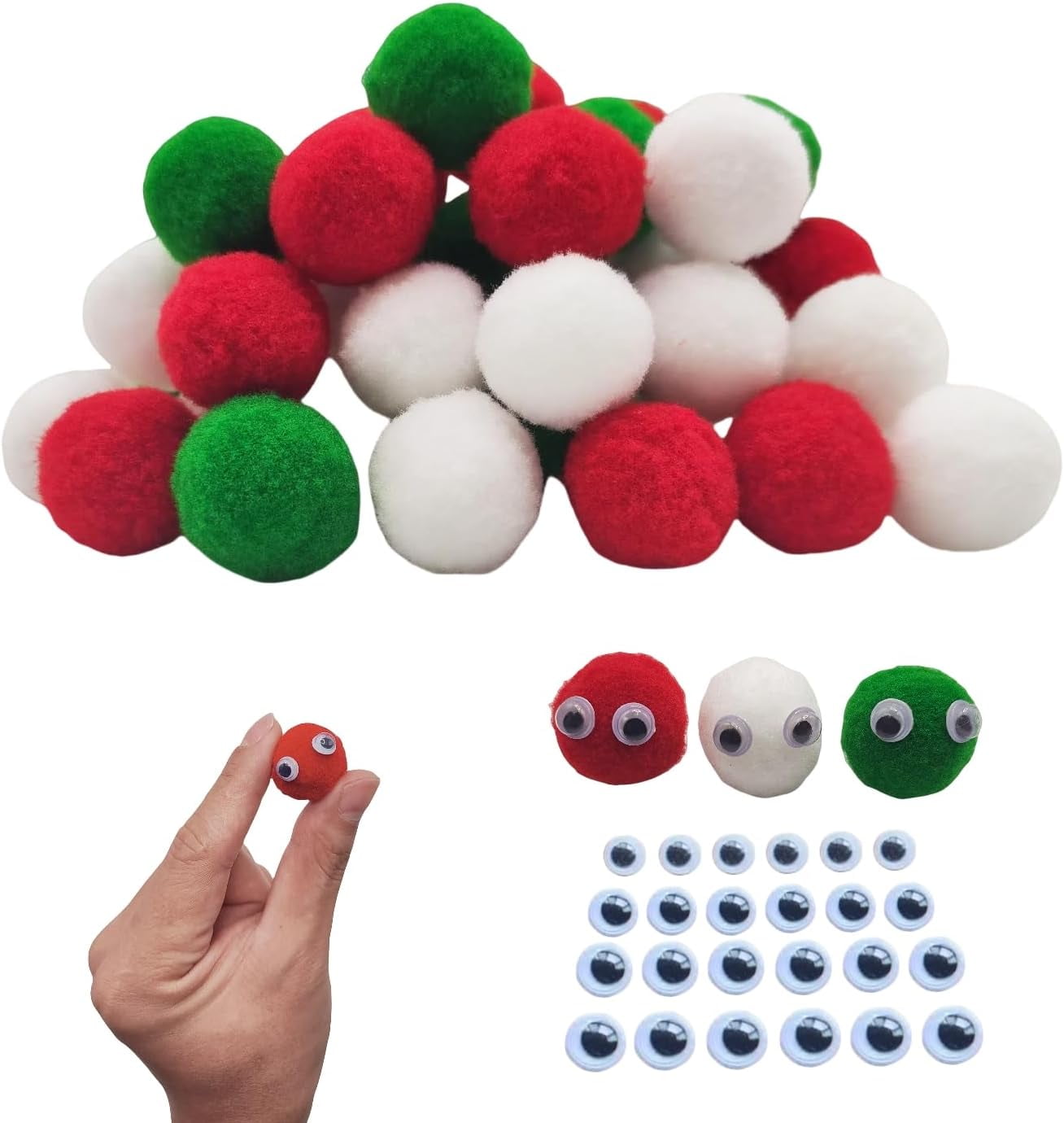 FC1 Inch Pom Poms,Small Pom Poms for Crafts, Puff Balls, with Self