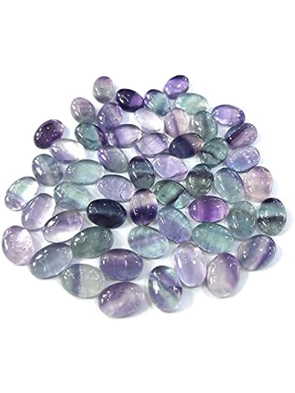 FC-115269 30pcs Natural Fluorite Oval Cabochon Beads10x14mm Loose Gemstones for Jewelry Making, DIY Pendant Earrings Rings Supplies, Arts Crafts Sewing Beading Accessories