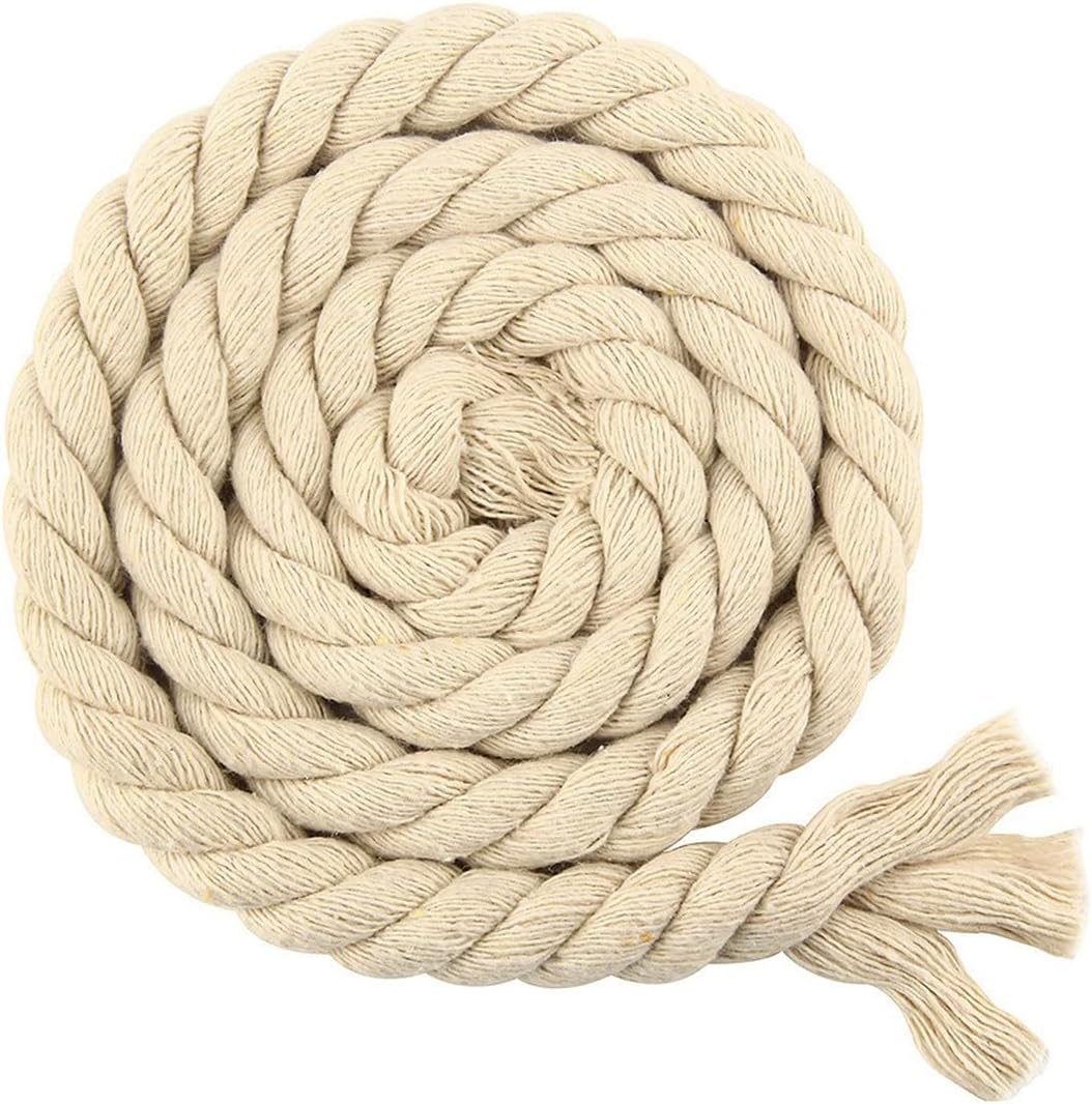 Tripe Rope Natural Twisted Rope Tosnail 50ft Natural Cotton Rope - 5/8 Inch Triple ...