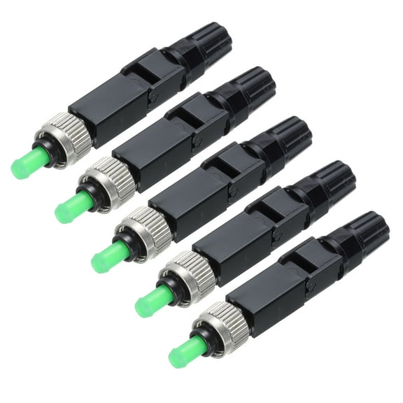 FC/APC Fiber Optic Quick Connector, Single Mode Fiber Cable Quick Connector FC Fast Connectors Adapter, Pack of 5