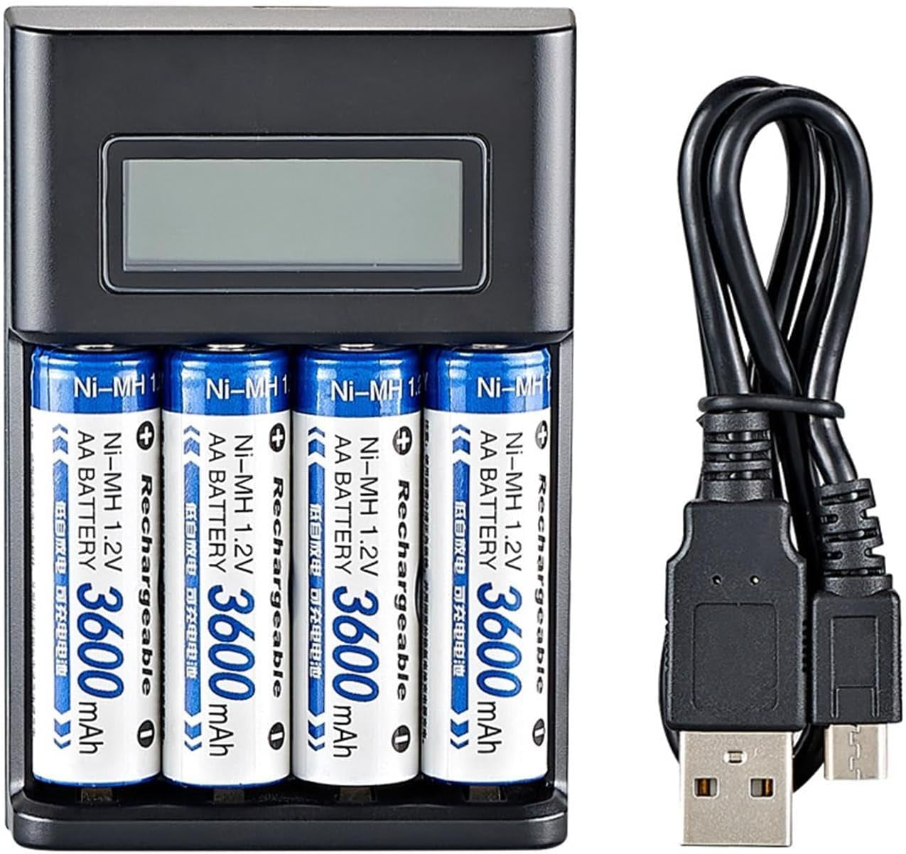 FCAa Batteries Charger,4 Bay Battery Charger,Aa AAA Battery Charger,Ni