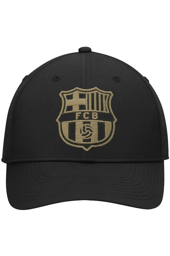 FC BARCELONA Official Licensed Soccer Cap Hat - Black with Gold Monochrome Logo