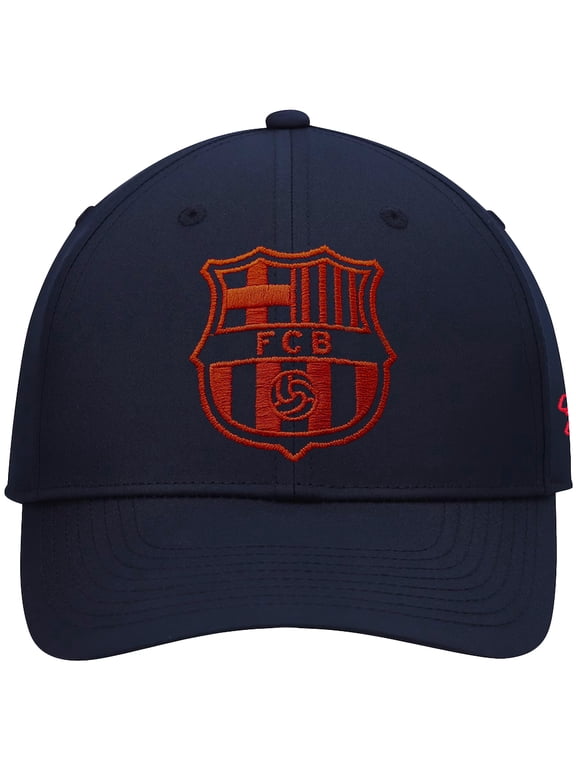 FC BARCELONA Official Licensed Soccer Cap Hat - Navy with Red Monochrome Logo
