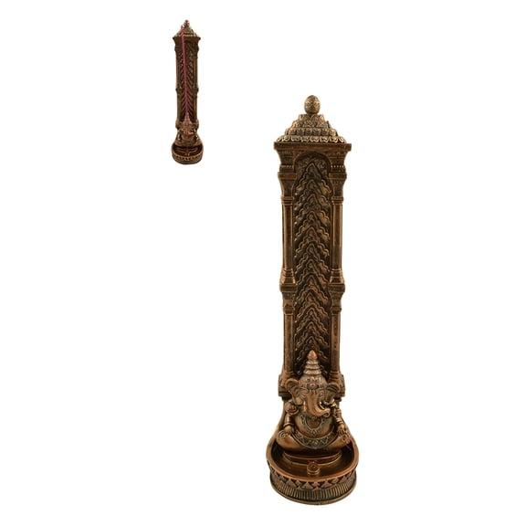 FC Design 10.5"H Brown Ganesh Incense Burner with Hindu Temple Statue Sculpture Ornament Decoration Home/Room Decor and Unique Gift Ideas for Housewarming, Holidays and Birthdays