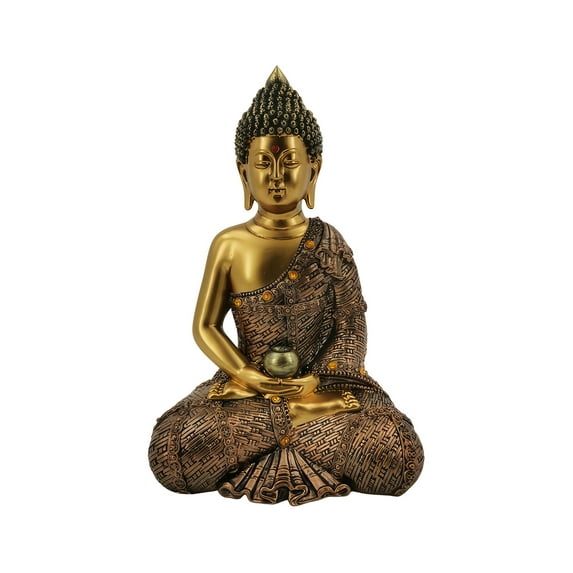 FC Design 10.75"H Gold Buddha in Red Figurine Statue Sculpture Ornament Decoration Home/Room Decor and Unique Gift Ideas for Housewarming, Holidays and Birthdays