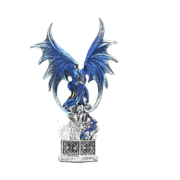 FC Design 10.75"H LED Blue Dragon with Treasure Box Figurine Statue Sculpture Ornament Decoration Home/Room Decor and Unique Gift Ideas for Housewarming, Holidays and Birthdays