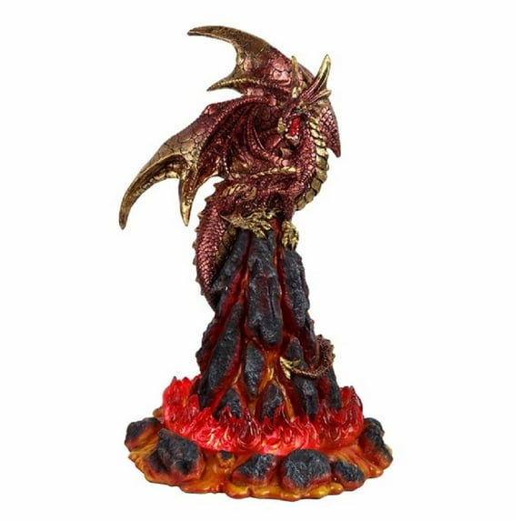 FC Design 10"H Medieval Red Volcano Dragon with LED Light Statue Fantasy Decoration Figurine