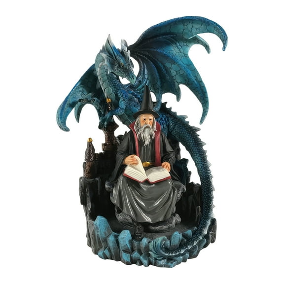 FC Design 10"H Wizard with Blue Dragon Figurine Statue Sculpture Ornament Decoration Home/Room Decor and Unique Gift Ideas for Housewarming, Holidays and Birthdays