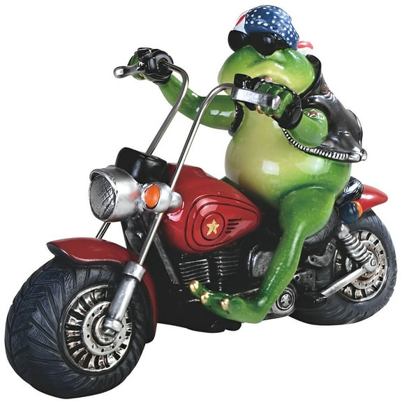 FC Design 10"W Frog Couple Riding Motorcycle with Beanie Funny Animal Figurine Statue Sculpture Ornament Decoration Home/Room Decor and Unique Gift Ideas for Housewarming, Holidays and Birthdays