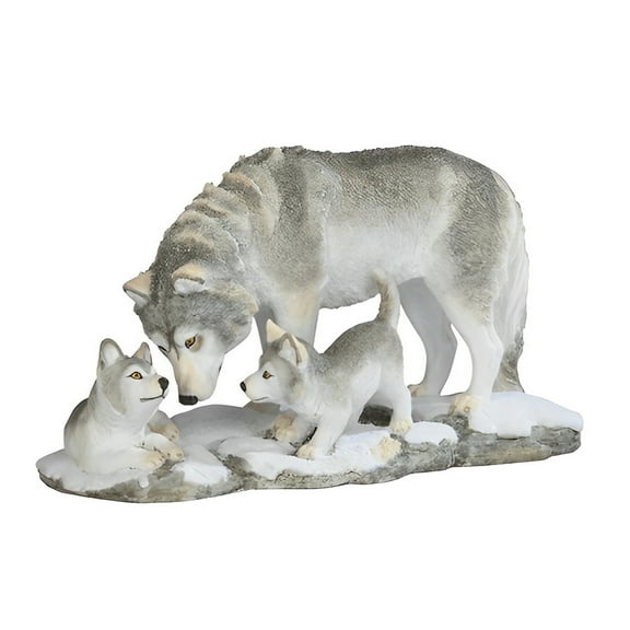 FC Design 10"W Wolf with Cub Playing in Snow Figurine Statue Sculpture Ornament Decoration Home/Room Decor and Unique Gift Ideas for Housewarming, Holidays and Birthdays
