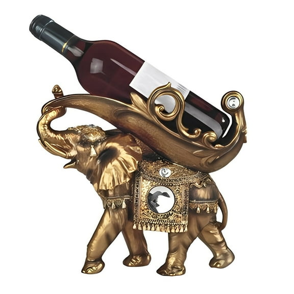 FC Design 11.25"W Golden Thai Elephant Wine Rack Bottle Holder Dining Room Figurine Statue Sculpture Ornament Decoration Home/Room Decor and Unique Gift Ideas for Housewarming, Holidays and Birthdays