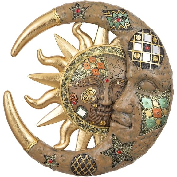 FC Design 11"H Tan Sun and Moon Mosaic Wall Plaque Decor Statue Sculpture Ornament Decoration Home/Room Decor and Unique Gift Ideas for Housewarming, Holidays and Birthdays