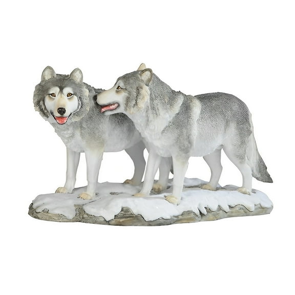 FC Design 11"W Wolf Couple Standing in Snow Figurine Statue Sculpture Ornament Decoration Home/Room Decor and Unique Gift Ideas for Housewarming, Holidays and Birthdays