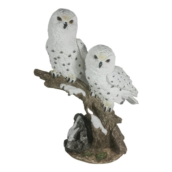 FC Design 12.25"H Snow Owl Couple on Tree Figurine Statue Sculpture Ornament Decoration Home/Room Decor and Unique Gift Ideas for Housewarming, Holidays and Birthdays