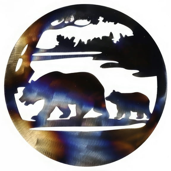 FC Design 12"H Bear with Cub Round Wall Plaque Statue Sculpture Ornament Decoration Home/Room Decor and Unique Gift Ideas for Housewarming, Holidays and Birthdays