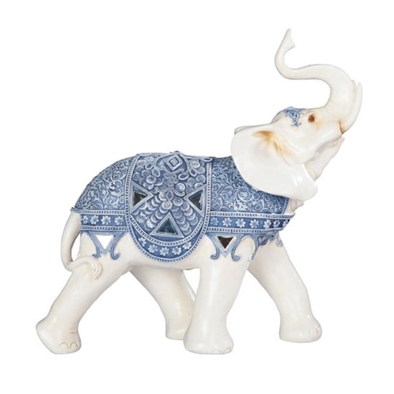 FC Design 12"H Blue and White Thai Elephant Statue Feng Shui Decoration Religious Figurine