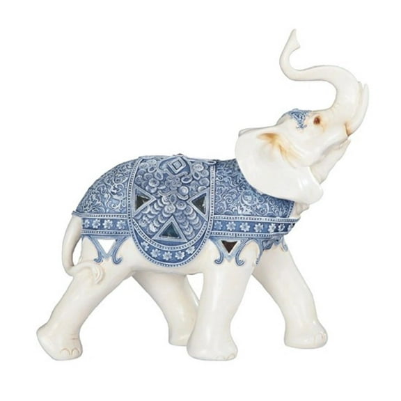 FC Design 12"H Blue and White Thai Elephant Statue Feng Shui Decoration Religious Figurine