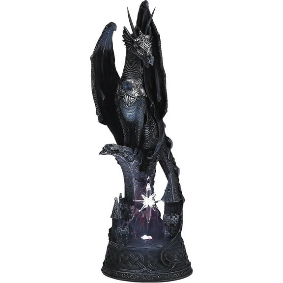 FC Design 12"H LED Black Dragon Standing on Castle Figurine Statue Sculpture Ornament Decoration Home/Room Decor and Unique Gift Ideas for Housewarming, Holidays and Birthdays