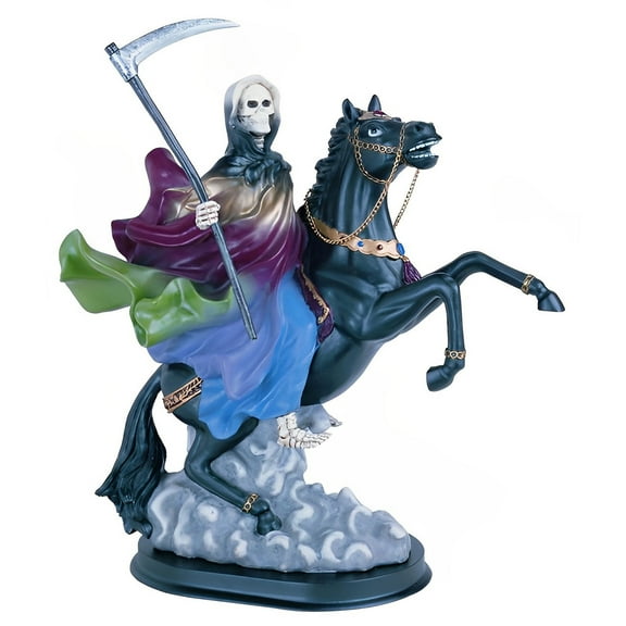 FC Design 12"H RainbowSanta Muerte Riding Black Horse Our Lady of The Holy Death Figurine Statue Sculpture Ornament Decoration Home/Room Decor and Unique Gift Ideas