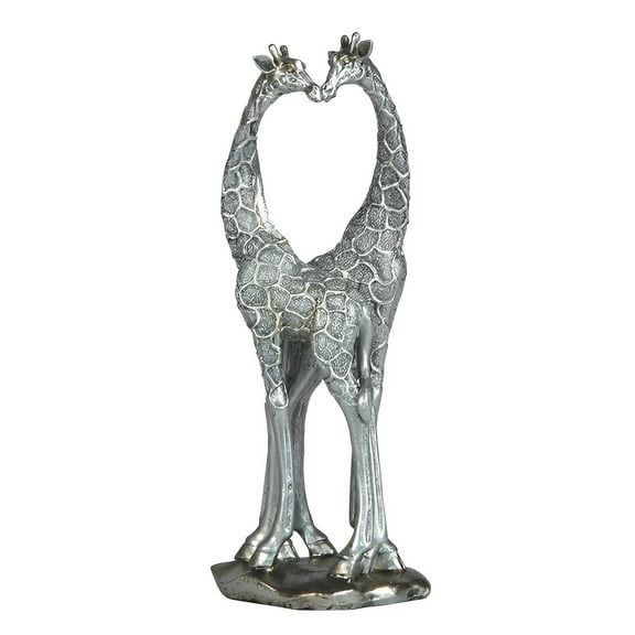 FC Design 12"H Silver Giraffe Couple with Heart Shaped Figurine Statue Sculpture Ornament Decoration Home/Room Decor and Unique Gift Ideas for Housewarming, Holidays and Birthdays