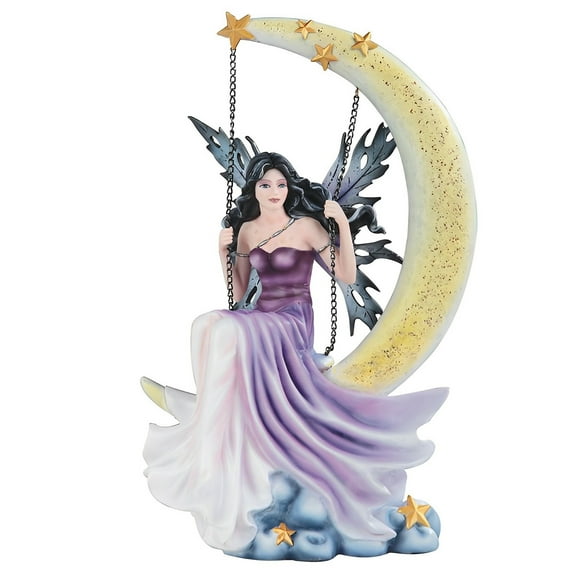 FC Design 13"H Purple Fairy Swing on The Moon with Stars Figurine Statue Sculpture Ornament Decoration Home/Room Decor and Unique Gift Ideas for Housewarming, Holidays and Birthdays