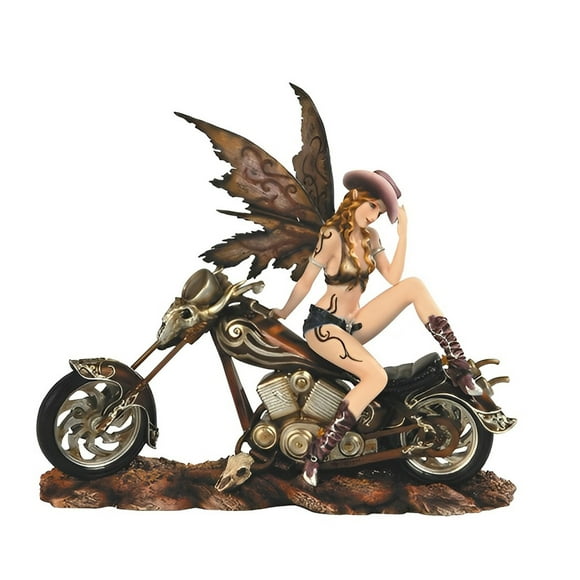 FC Design 13"W Brown Cowgirl Fairy on Motorcycle Figurine Statue Sculpture Ornament Decoration Home/Room Decor and Unique Gift Ideas for Housewarming, Holidays and Birthdays