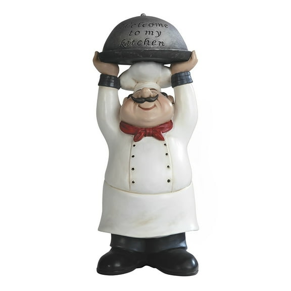 FC Design 14"H Chef Holding Welcome to My Kitchen Tray Statue Dining Room Accessory Figurine Statue Sculpture Ornament Decoration Home/Room Decor and Unique Gift Ideas