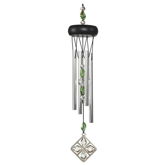 FC Design 15" Long Green Wooden Top Gem Wind Chime Statue Sculpture Ornament Decoration Home/Room/Garden Decor and Unique Gift Ideas for Housewarming, Holidays and Birthdays