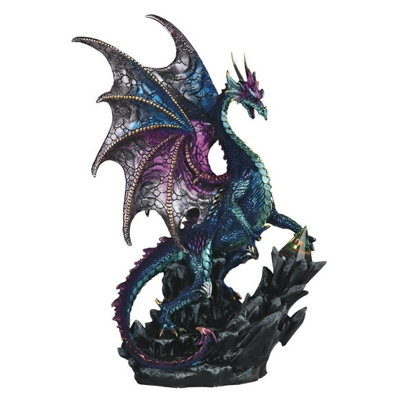 FC Design 16.5"H Blue and Purple Dragon with Pyramid Glass Figurine Statue Sculpture Ornament Decoration Home/Room Decor and Unique Gift Ideas for Housewarming, Holidays and Birthdays