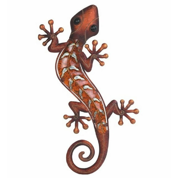 FC Design 18" Long Metal Orange Lizard Statue Decoration Figurine