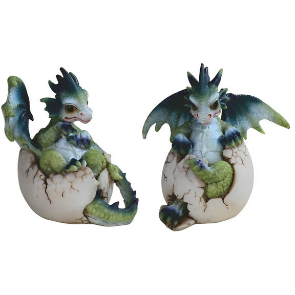 FC Design 2-PC 3.25"H Set Green/Blue Baby Dragon in Egg Figurine Statue Sculpture Ornament Decoration Home/Room Decor and Unique Gift Ideas for Housewarming, Holidays and Birthdays