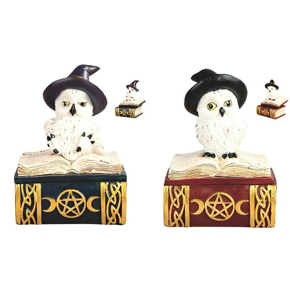 FC Design 2-PC 5"H Red and Blue Owl on Book Trinket Box Set Figurine Statue Sculpture Ornament Decoration Home/Room Decor and Unique Gift Ideas for Housewarming, Holidays and Birthdays