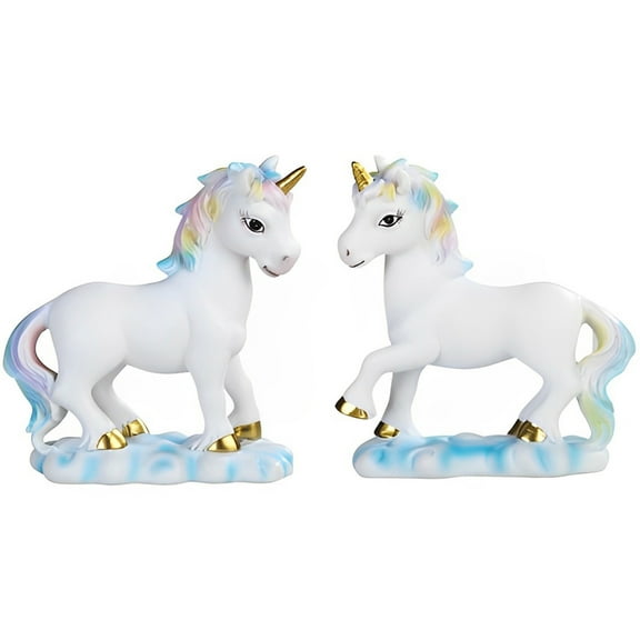 FC Design 2-PC Lucite Unicorn with Rainbow Mane 3.5"H Figurine Set Statue Sculpture Ornament Decoration Home/Room Decor and Unique Gift Ideas for Housewarming, Holidays and Birthdays