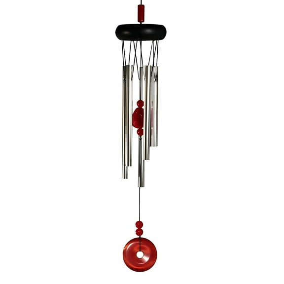 FC Design 20" Long Wooden Top Geode Wind Chime with Red Gem Statue Sculpture Ornament Decoration Home/Room/Garden Decor and Unique Gift Ideas for Housewarming, Holidays and Birthdays