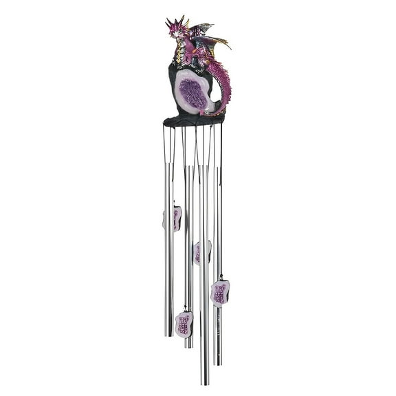 FC Design 23" Long Dragon on Purple Faux Crystal Round Top Wind Chime Statue Sculpture Ornament Decoration Home/Room/Garden Decor and Unique Gift Ideas for Housewarming, Holidays and Birthdays